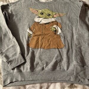 Gray Sweatshirt with Baby Yoda Design